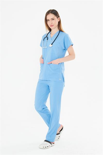 Tıpmod Açık Mavi 15-4225 Likralı Greys Scrubs Takım