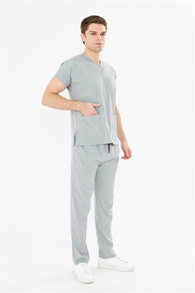 Tıpmod Gri 17-4402 Likralı Greys Scrubs Takım