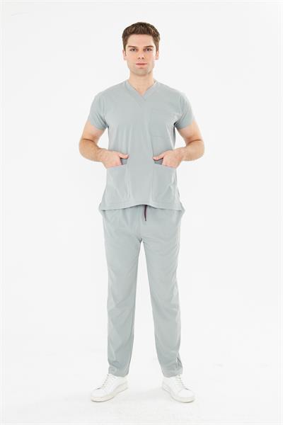 Tıpmod Gri 17-4402 Likralı Greys Scrubs Takım