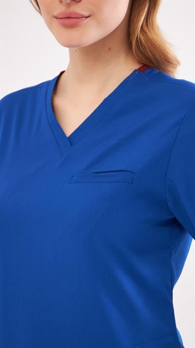 Saks Mavi Likralı Agape T1 Scrubs Üst