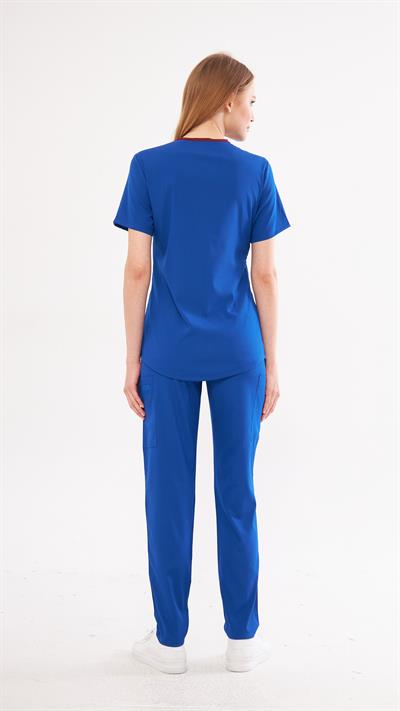 Saks Mavi Likralı Agape T1 Scrubs Üst