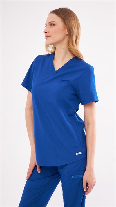 Saks Mavi Likralı Agape T1 Scrubs Üst