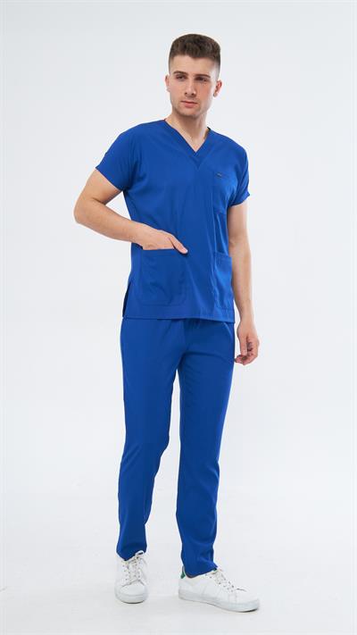 Saks Mavi Likralı Greys Scrubs Takım