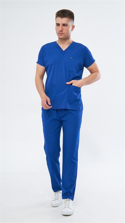 Saks Mavi Likralı Greys Scrubs Takım