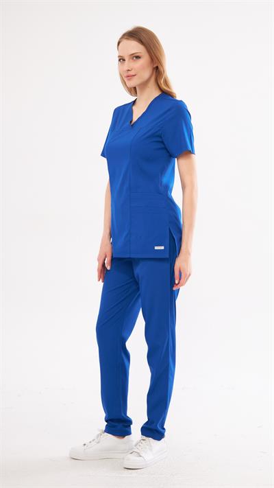 Saks Mavi Likralı Lyra Premium Scrubs Takım