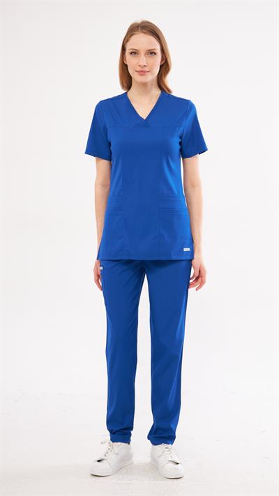 Saks Mavi Likralı Lyra Premium Scrubs Takım