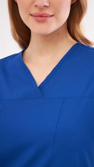Saks Mavi Likralı Lyra Premium Scrubs Üst