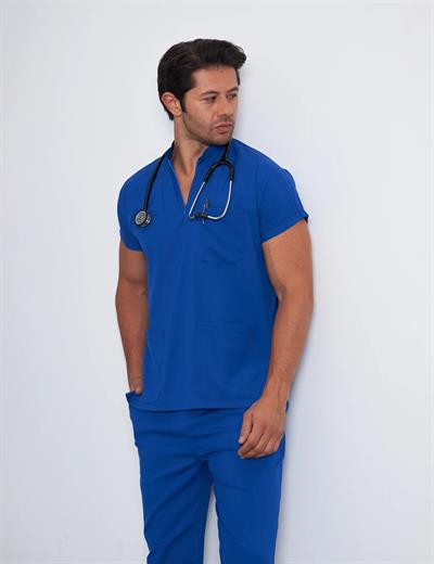 Saks Mavi Likralı Scrubs Takım