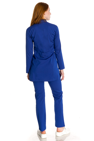 Saks Mavi Likralı Tesettür Scrubs Takım