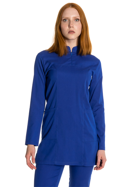 Saks Mavi Likralı Tesettür Scrubs Takım