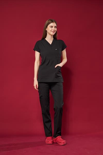 Siyah Likralı Greys Scrubs Takım