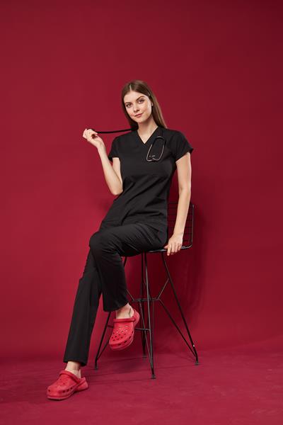 Siyah Likralı Greys Scrubs Takım