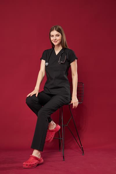 Siyah Likralı Greys Scrubs Takım