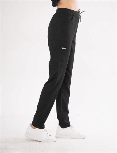 Siyah Likralı Lyra Premium Scrubs Pantolon