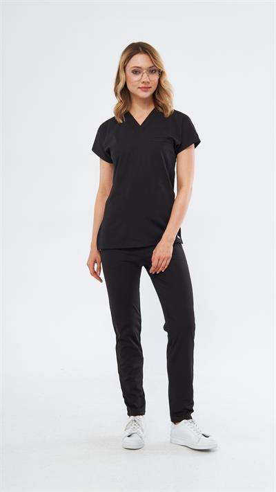 Siyah Likralı Satori T2 Scrubs Takım