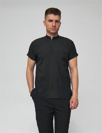 Siyah Likralı Scrubs Takım