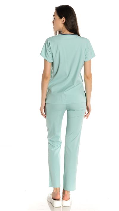 Su Yeşili Likralı Greys Scrubs Takım