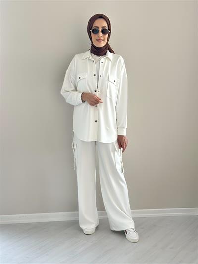 Alien Beyaz Gömlek Pantolon Modal Takım