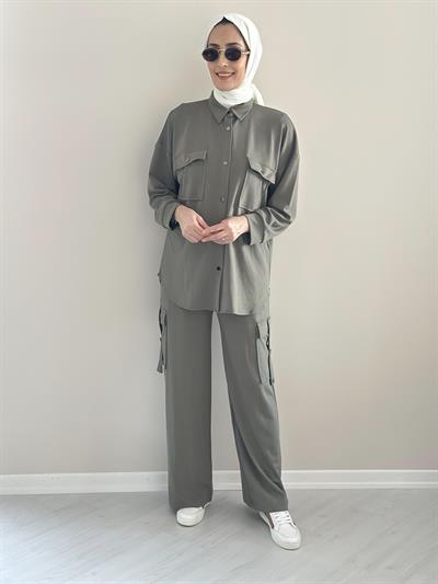 Alien Haki Gömlek Pantolon Modal Takım