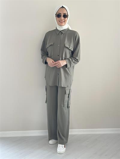 Alien Haki Gömlek Pantolon Modal Takım