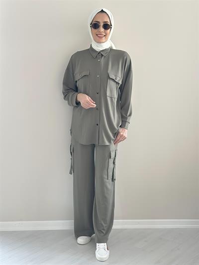Alien Haki Gömlek Pantolon Modal Takım