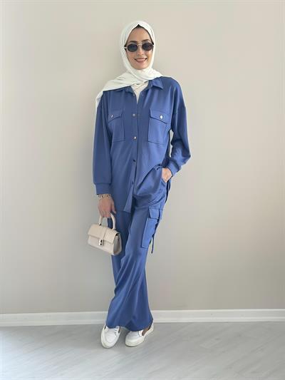 Alien İndigo Gömlek Pantolon Modal Takım