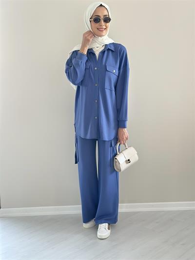 Alien İndigo Gömlek Pantolon Modal Takım