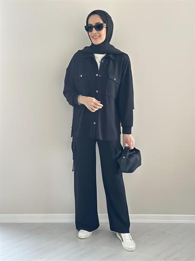 Alien Siyah Gömlek Pantolon Modal Takım