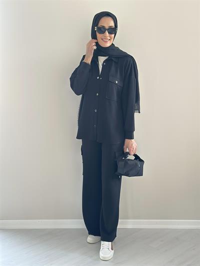 Alien Siyah Gömlek Pantolon Modal Takım