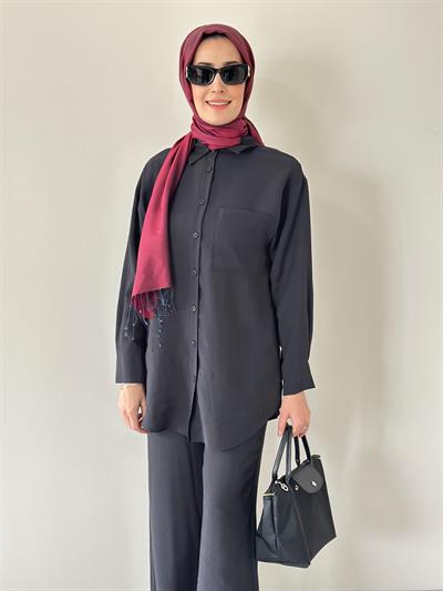 April Siyah Gömlek Pantolon Takım