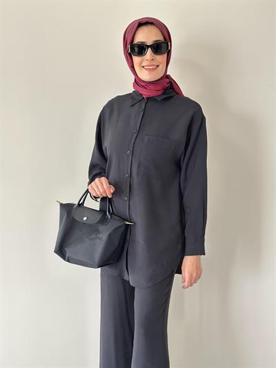 April Siyah Gömlek Pantolon Takım