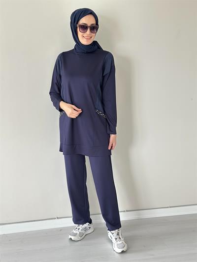 Galia Lacivert Pamuklu Takım