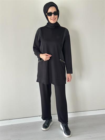 Galia Siyah Pamuklu Takım