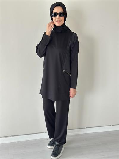 Galia Siyah Pamuklu Takım