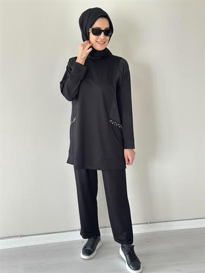 Galia Siyah Pamuklu Takım