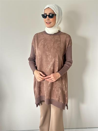 Mia Bej Jakarlı Triko Tunik