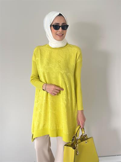 Mia Sarı Jakarlı Triko Tunik