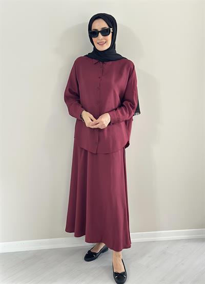 Milano Bordo   Gömlek  Etek  Takım