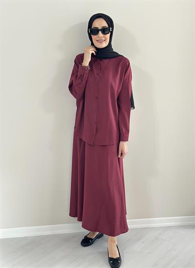 Milano Bordo   Gömlek  Etek  Takım