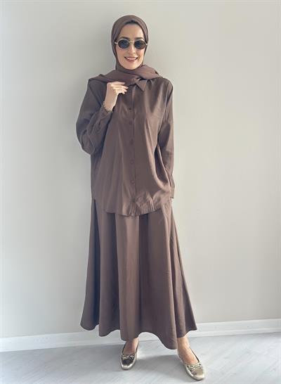 Milano Kahve  Gömlek  Etek  Takım