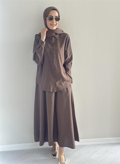 Milano Kahve  Gömlek  Etek  Takım