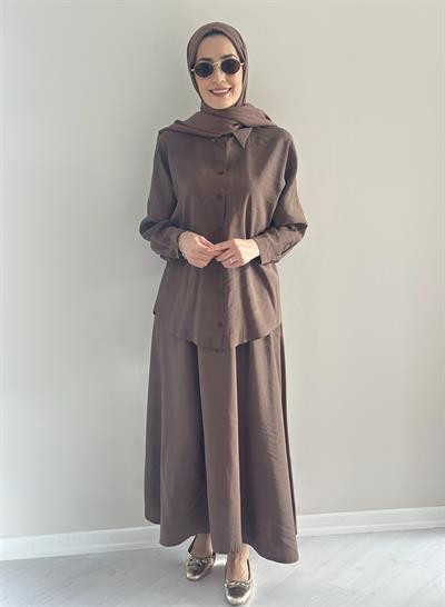 Milano Kahve  Gömlek  Etek  Takım