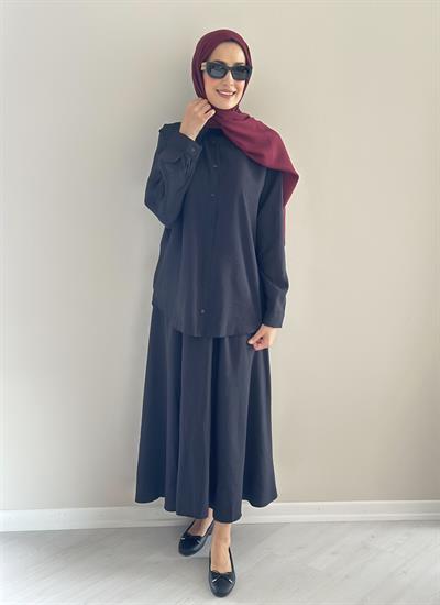 Milano Siyah Gömlek  Etek  Takım