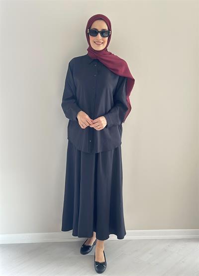 Milano Siyah Gömlek  Etek  Takım