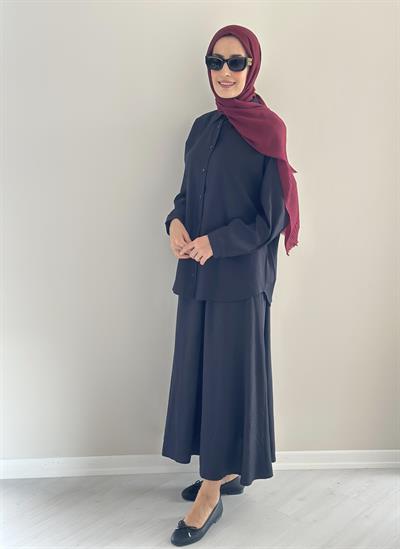 Milano Siyah Gömlek  Etek  Takım