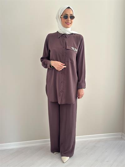 Porto Kahve  Gömlek Pantolon Takım