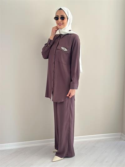 Porto Kahve  Gömlek Pantolon Takım