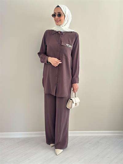 Porto Kahve  Gömlek Pantolon Takım