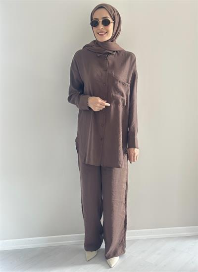 Roma  Kahve  Gömlek Pantolon Takım