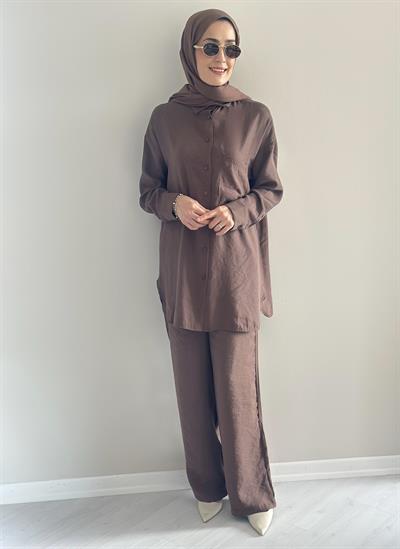 Roma  Kahve  Gömlek Pantolon Takım